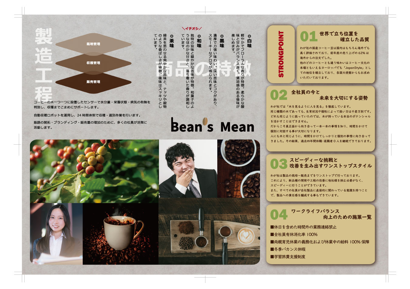 株式会社Bean's Meanの採用パンフレット案